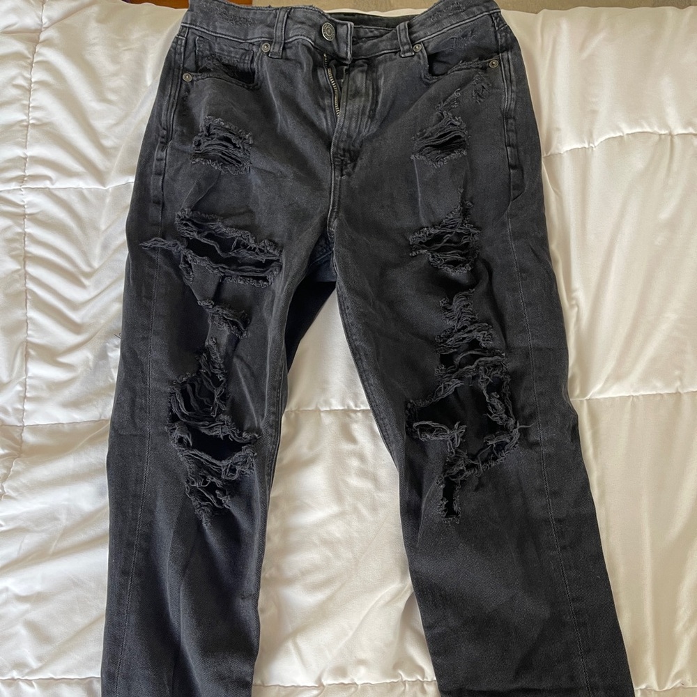 Black Distressed Ripped Jeans